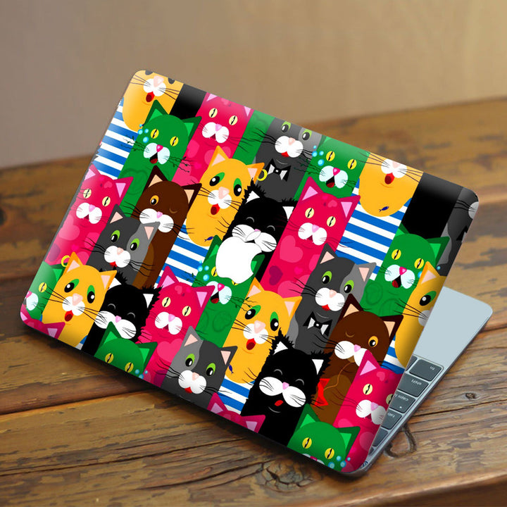 Laptop Skin for Apple MacBook - Multicolour Cat Faces Collage - SkinsLegend