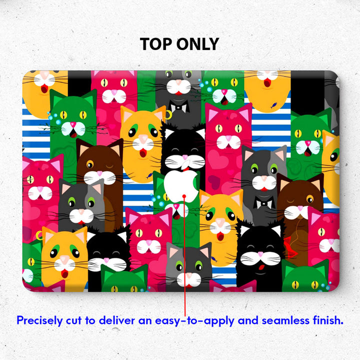 Laptop Skin for Apple MacBook - Multicolour Cat Faces Collage - SkinsLegend