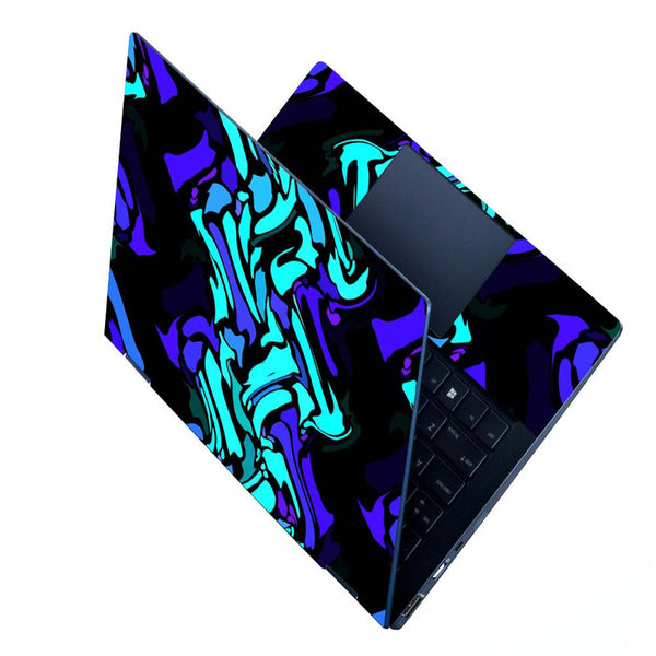 Full Panel Laptop Skin - Neon Cyan Black