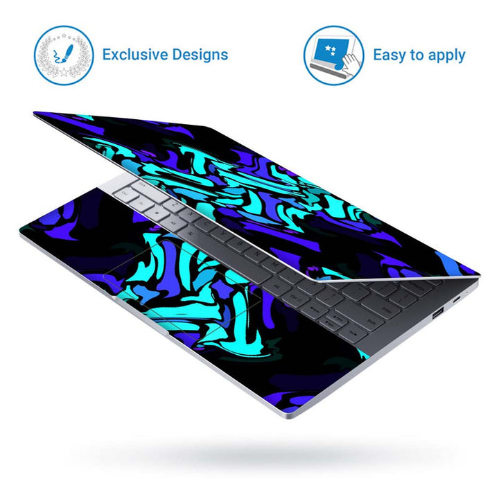 Full Panel Laptop Skin - Neon Cyan Black