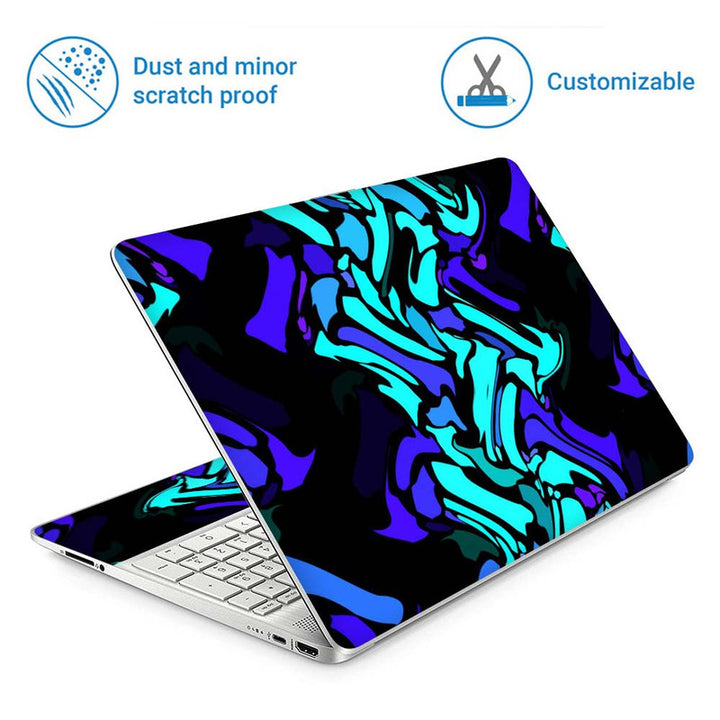 Full Panel Laptop Skin - Neon Cyan Black