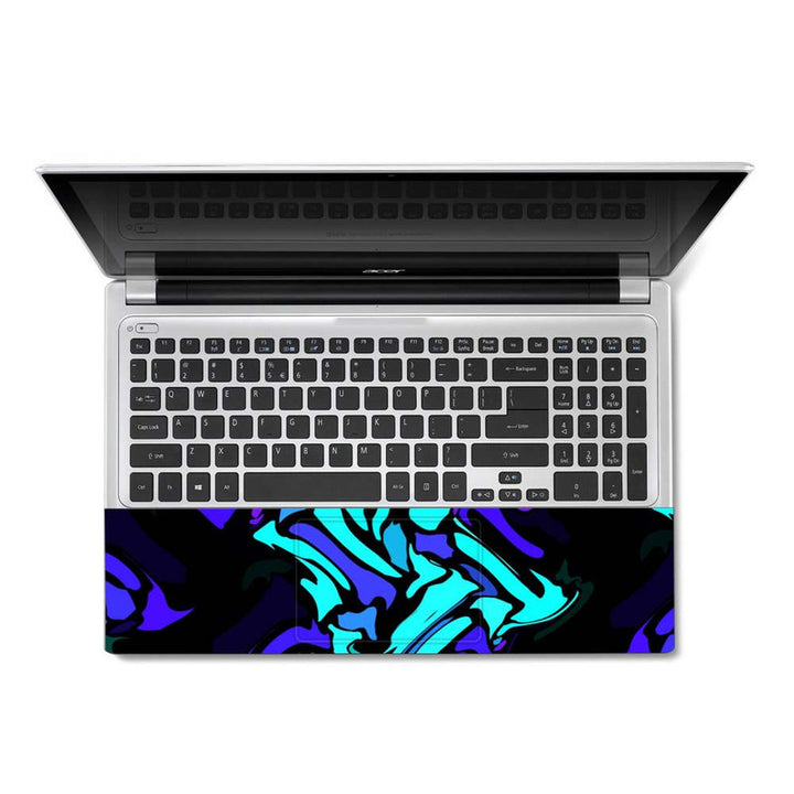 Full Panel Laptop Skin - Neon Cyan Black