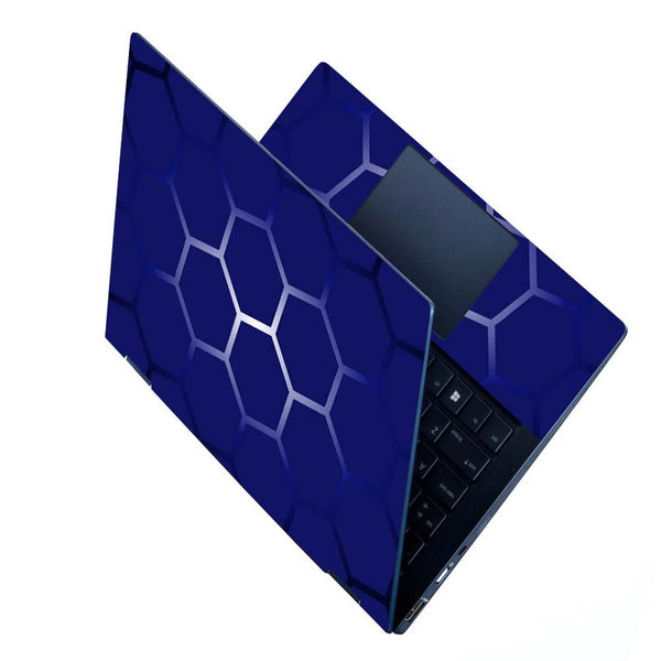 Full Panel Laptop Skin - Neon Hexa on Blue