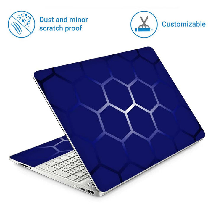 Full Panel Laptop Skin - Neon Hexa on Blue