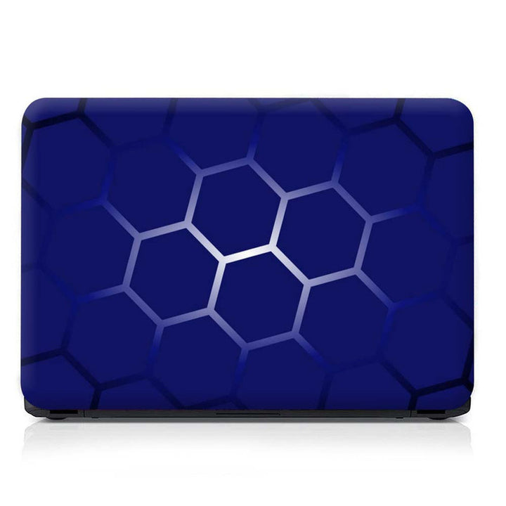 Full Panel Laptop Skin - Neon Hexa on Blue