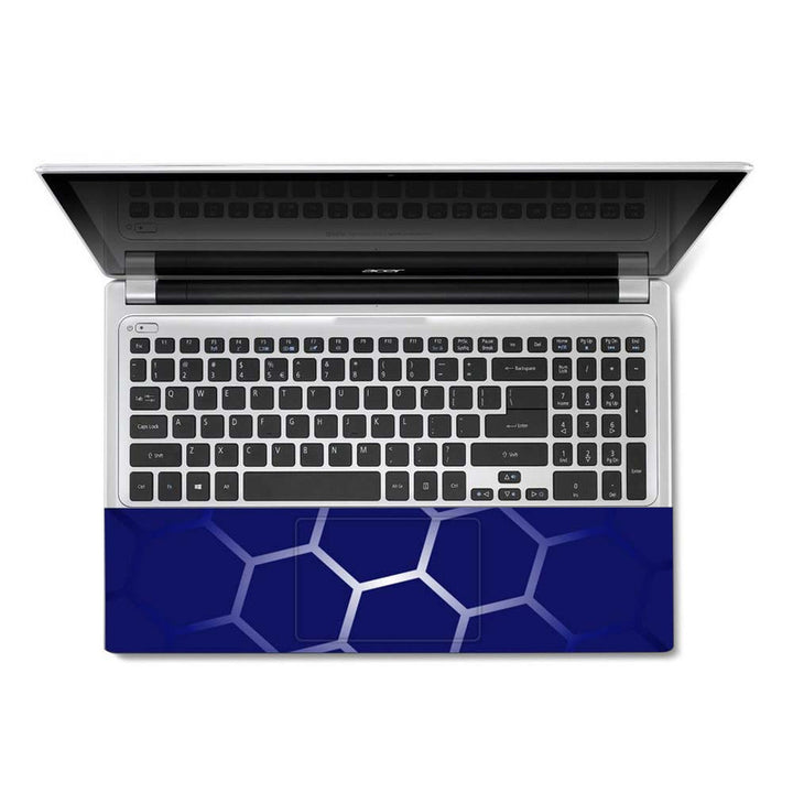 Full Panel Laptop Skin - Neon Hexa on Blue