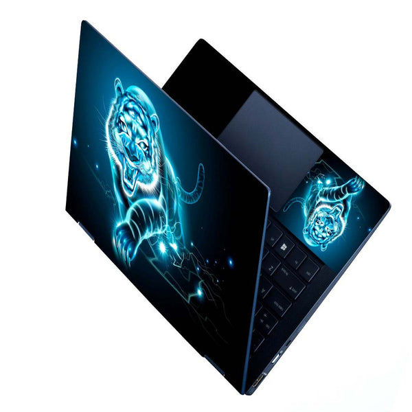 Full Panel Laptop Skin - Neon Tiger Attacking