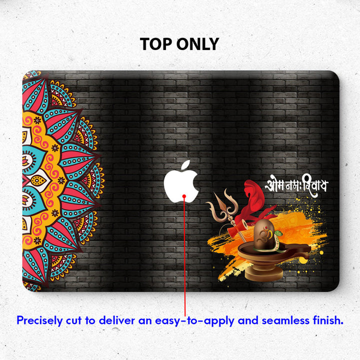 Laptop Skin for Apple MacBook - Om Namah Shivay Black Brick Mandala Art - SkinsLegend