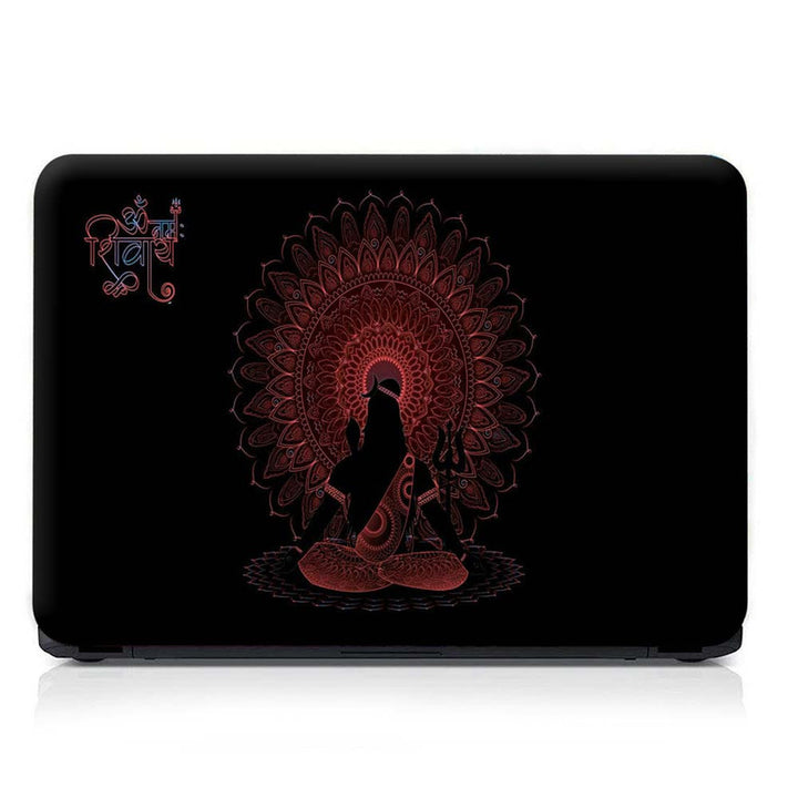 Full Panel Laptop Skin - Om Namah Shivay Orange Neon