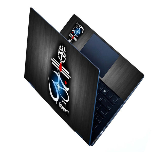 Full Panel Laptop Skin - Om Namha Shivay Blue Circle