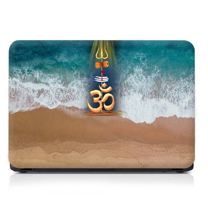 Full Panel Laptop Skin - Om Symbol Green Sea Brown Sand