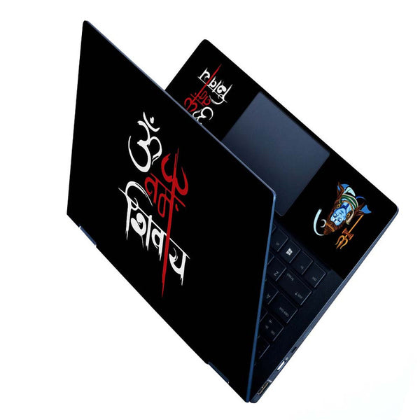 Full Panel Laptop Skin - Om White Red on Black