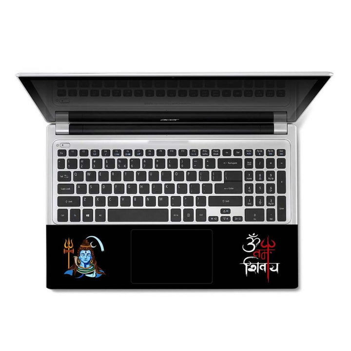 Full Panel Laptop Skin - Om White Red on Black