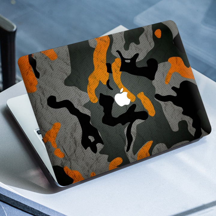 Laptop Skin for Apple MacBook - Orange Black Camouflage - SkinsLegend