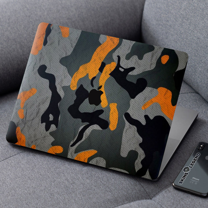 Laptop Skin for Apple MacBook - Orange Black Camouflage - SkinsLegend