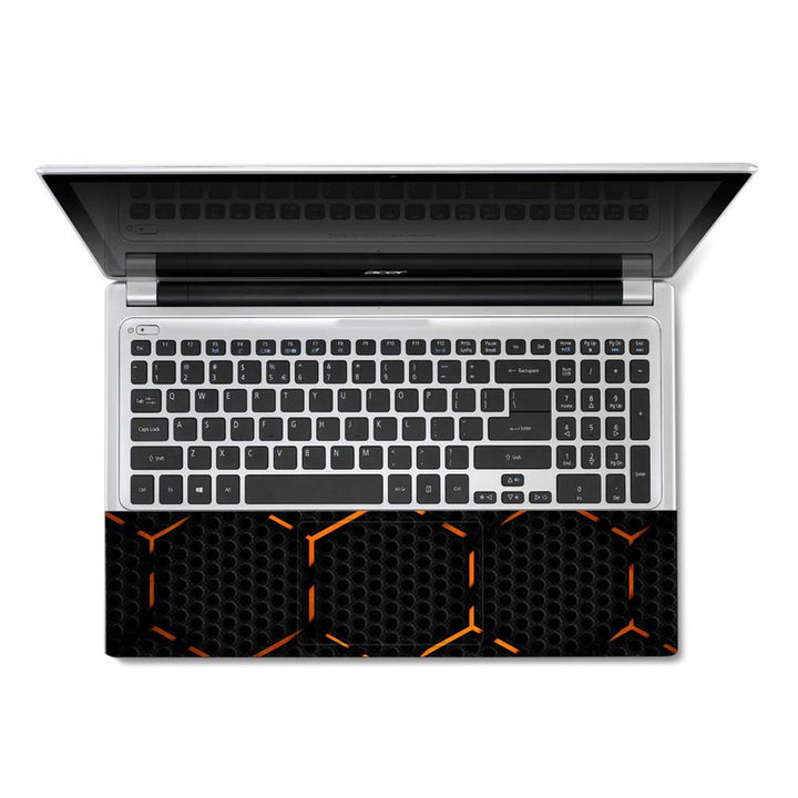 Full Panel Laptop Skin - Orange Neon Hexagon