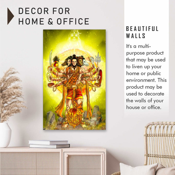 FineArts Rolled Canvas Painting - Panchmukhi Hanuman