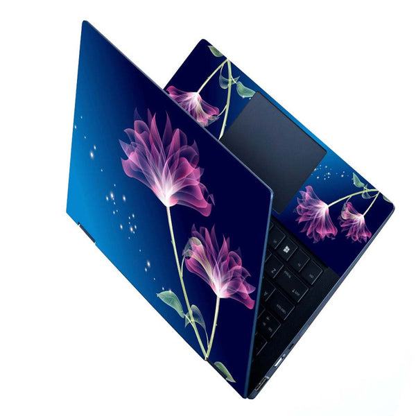 Full Panel Laptop Skin - Pink Blue Neon Floral