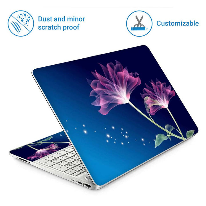 Full Panel Laptop Skin - Pink Blue Neon Floral