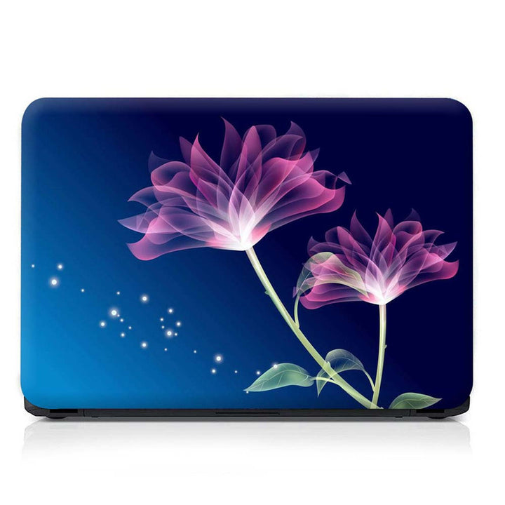 Full Panel Laptop Skin - Pink Flower on Blue