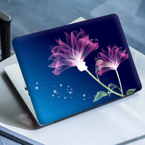 Laptop Skin for Apple MacBook - Pink Flower on Blue - SkinsLegend