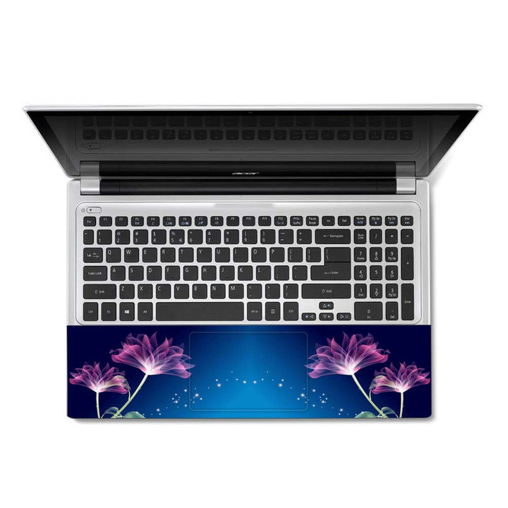 Full Panel Laptop Skin - Pink Flower on Blue