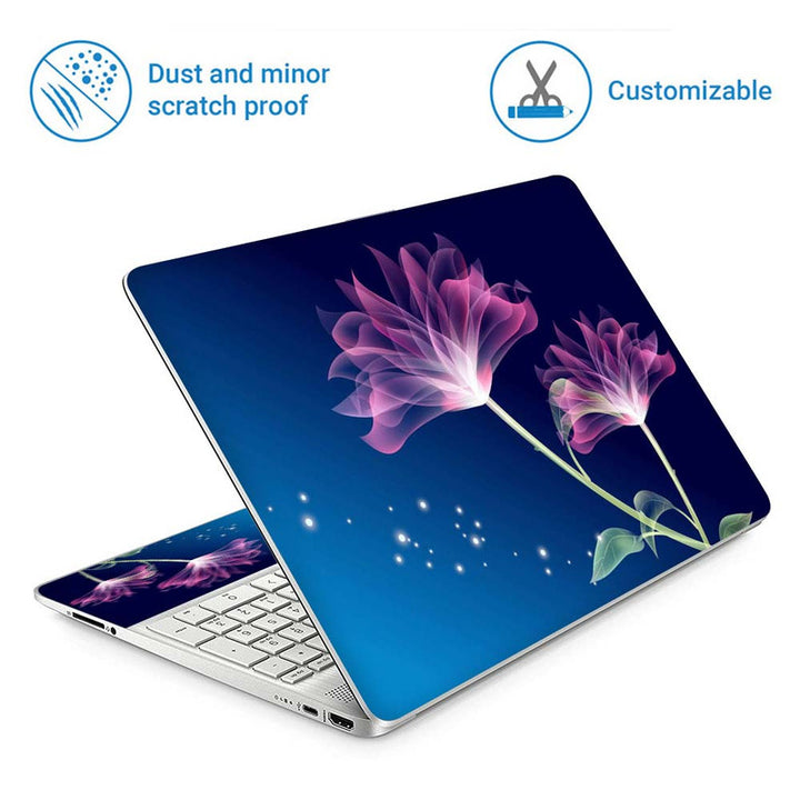 Full Panel Laptop Skin - Pink Flower on Blue