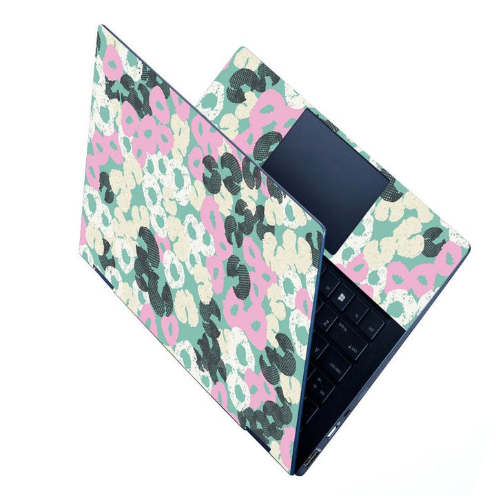 Full Panel Laptop Skin - Pink Green White Spirals