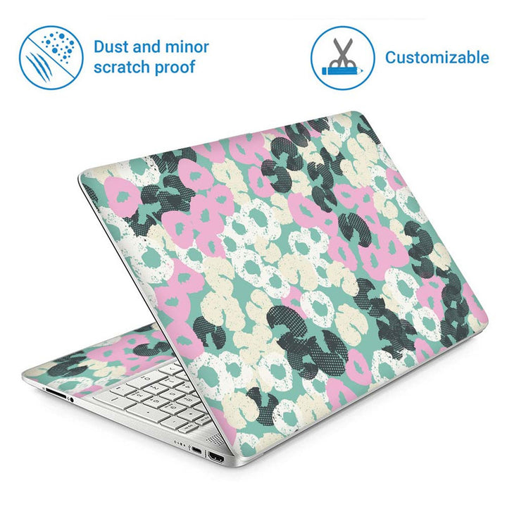 Full Panel Laptop Skin - Pink Green White Spirals