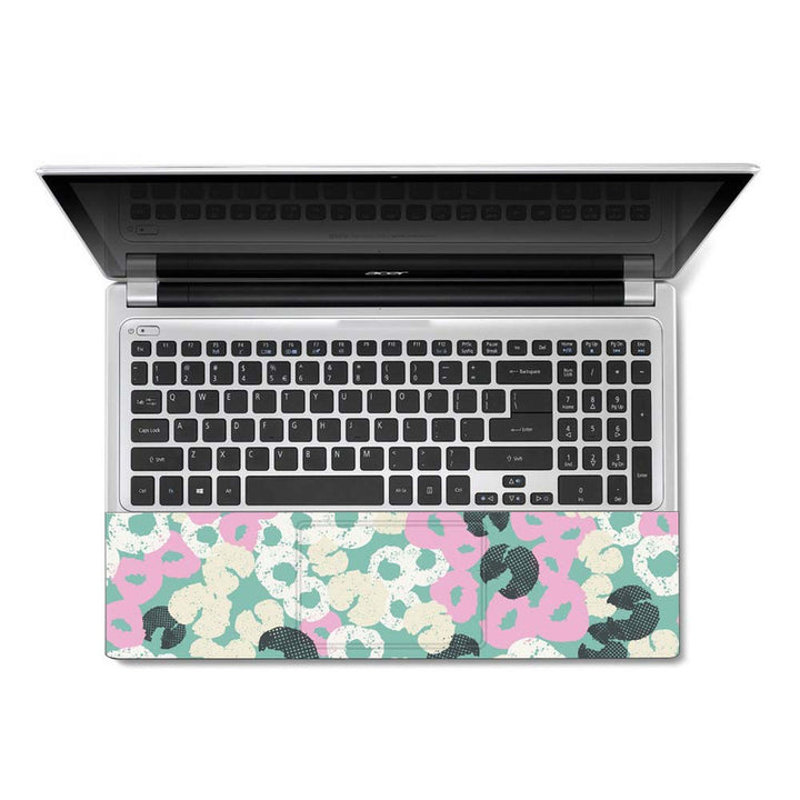 Full Panel Laptop Skin - Pink Green White Spirals