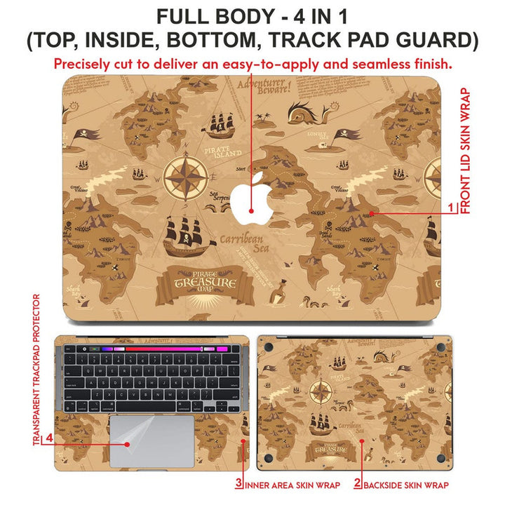 Laptop Skin for Apple MacBook - Pirates Treasure Map - SkinsLegend