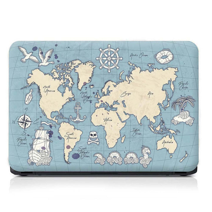 Full Panel Laptop Skin - Pirates World Map