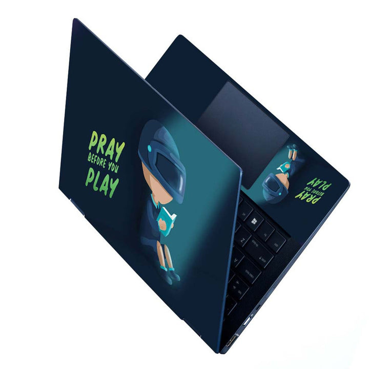 Full Panel Laptop Skin - Pray Before You Play