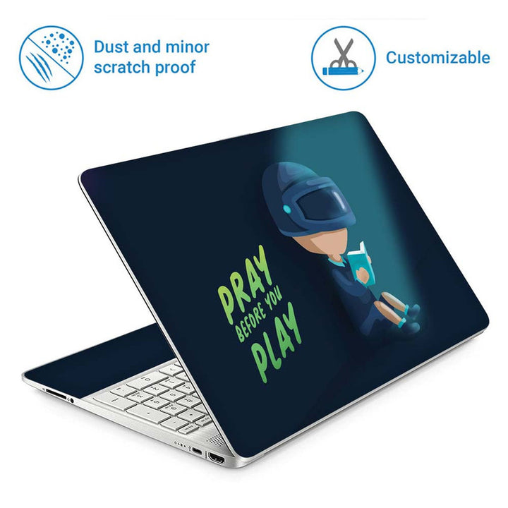 Full Panel Laptop Skin - Pray Before You Play