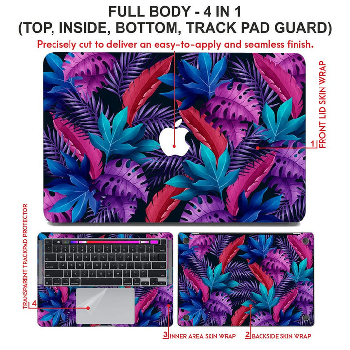 Laptop Skin for Apple MacBook - Purple Shaded Leaves - SkinsLegend