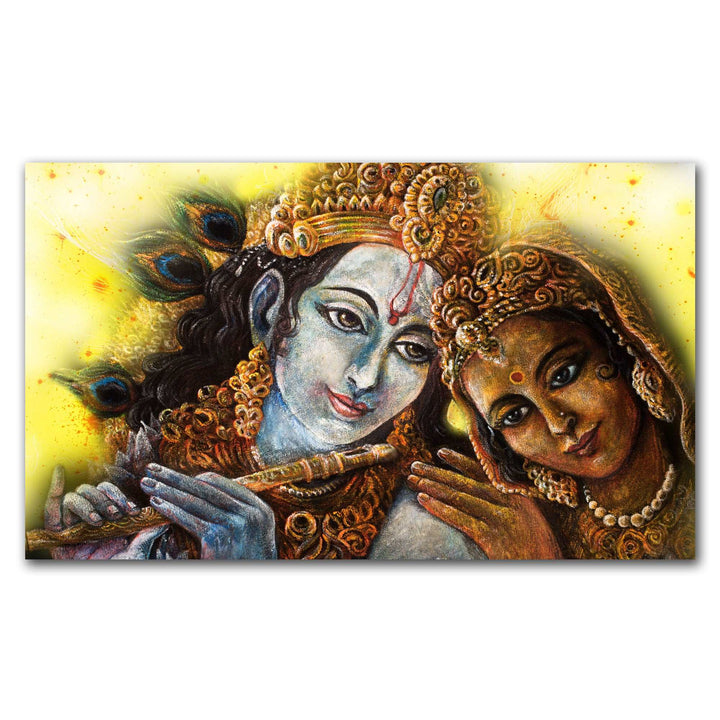 FineArts Rolled Canvas Painting - Radha Krishna Brown