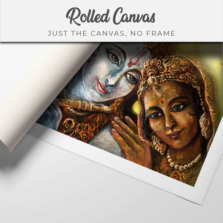 FineArts Rolled Canvas Painting - Radha Krishna Brown