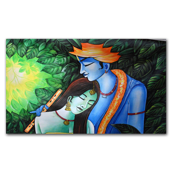 FineArts Rolled Canvas Painting - Radha Krishna Hand Made