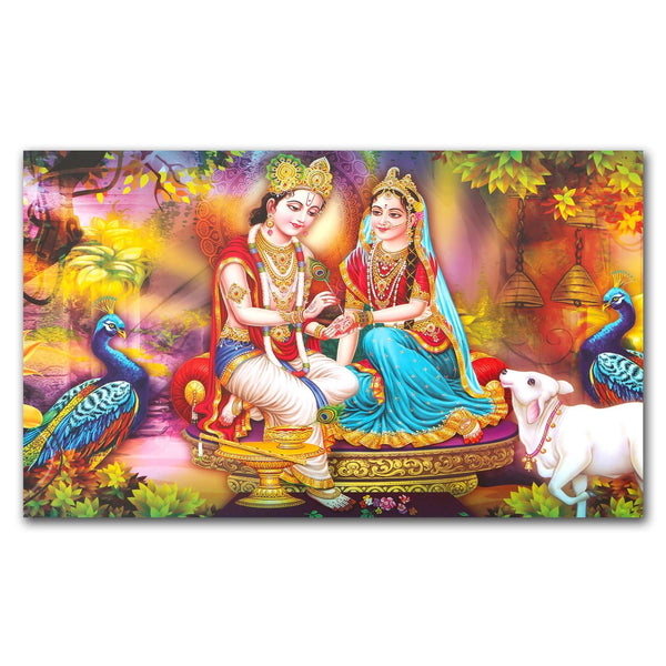 FineArts Rolled Canvas Painting - Radha Krishna Peacock Art