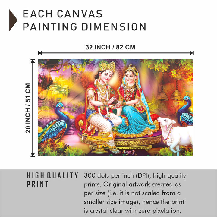 FineArts Rolled Canvas Painting - Radha Krishna Peacock Art