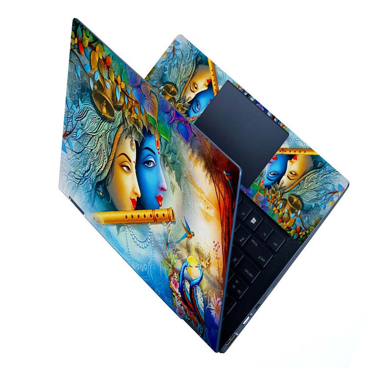 Full Panel Laptop Skin - Radha Krishna Bird Painting