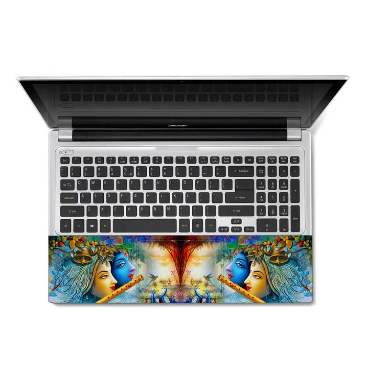 Full Panel Laptop Skin - Radha Krishna Bird Painting