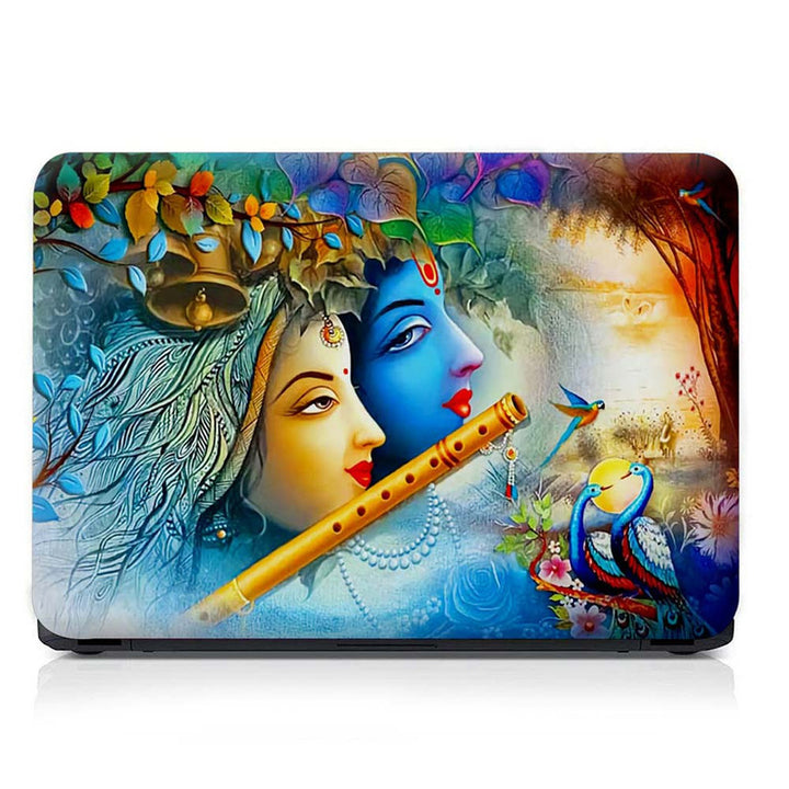 Full Panel Laptop Skin - Radha Krishna Bird Painting