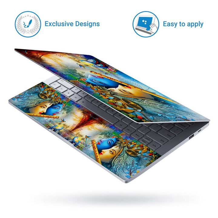 Full Panel Laptop Skin - Radha Krishna Bird Painting