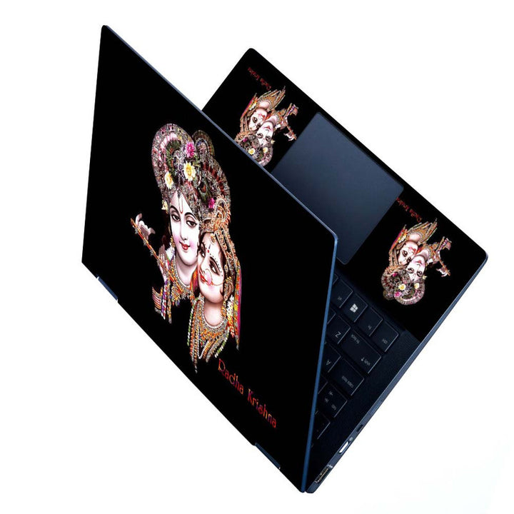 Full Panel Laptop Skin - Radha Krishna Black