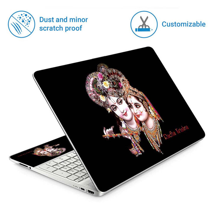 Full Panel Laptop Skin - Radha Krishna Black