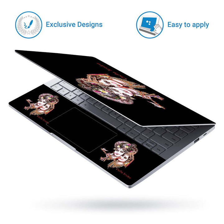 Full Panel Laptop Skin - Radha Krishna Black