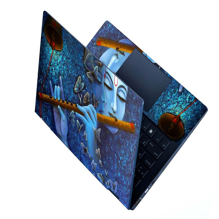 Full Panel Laptop Skin - Radha Krishna Butterfly Blue