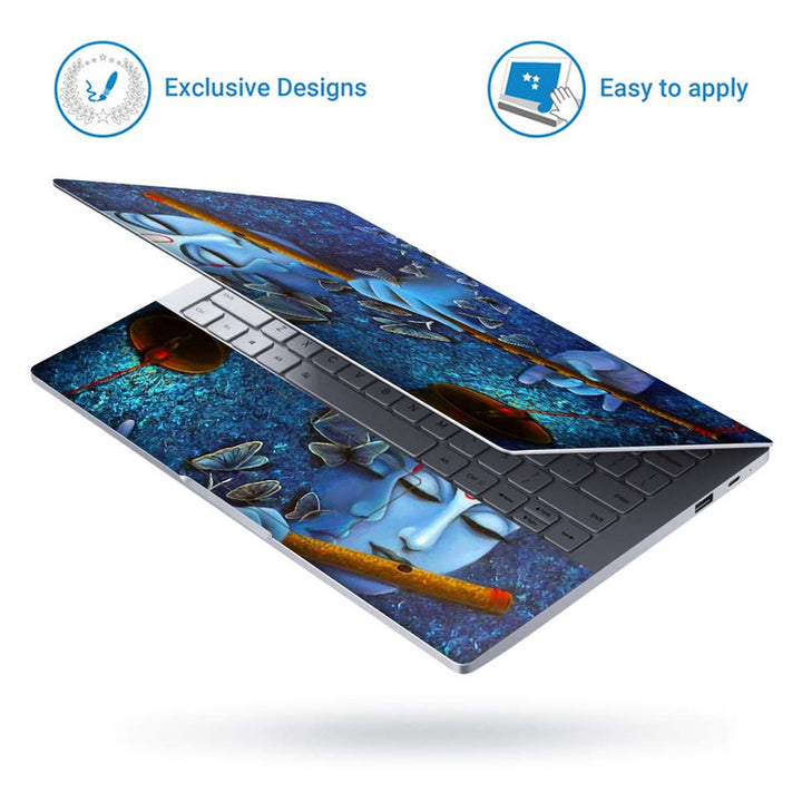 Full Panel Laptop Skin - Radha Krishna Butterfly Blue