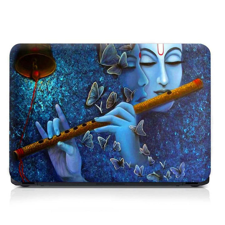 Full Panel Laptop Skin - Radha Krishna Butterfly Blue